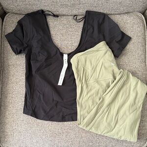 Lululemon Black Top and Sage Leggings Bundle